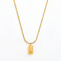 Joolim Jewelry 18K Gold Plated Block Pendant Necklace with Snake Chain Trendy Stainless Steel Jewelry for Gift Occasions