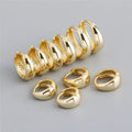 SP Simple Fashion Thick Chunky Hoop Earrings 6/7/8/9/10MM 18K Gold Plated 925 Sterling Silver Hoop Earrings for Women