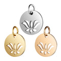 Laser Cut Wholesale Flower Cheap Price Stainless Steel Lotus Round Bracelet Charm Pendant MegaBDM