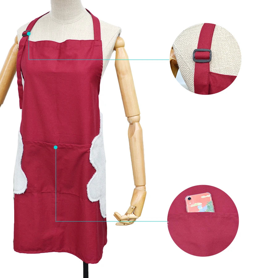 Adjustable Cross Body Cotton BIB Apron with Rubbing Towel Patch for Kitchen Cooking Durable and Washable Kitchen Cleaning Kit
