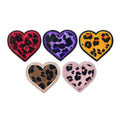 Iron on Glitter Edge  colorful Leopard pattern heart Patch for Hat Hoodies Decoration