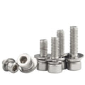304 Stainless Steel Hexagon Flat Head Screws Nut Washer Set Spring Washer Combination Assembly Bolts Plain UNC Thread AC-40008