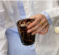 Ins Amber Vintage Glass Cup Hand Painted Leopard Print Coffee Cup