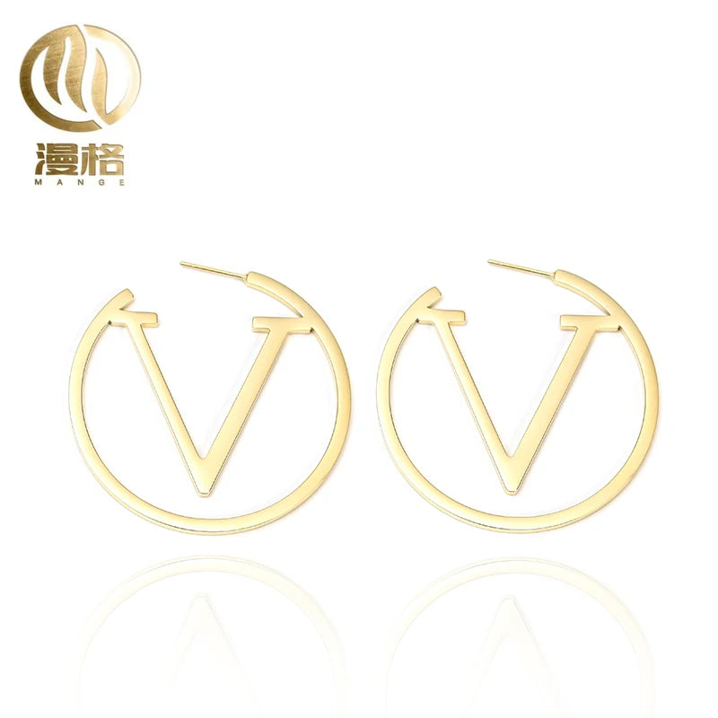 Top Standard Wholesale High Cost-Effective in Stock Big Earrings Hoops Letter
