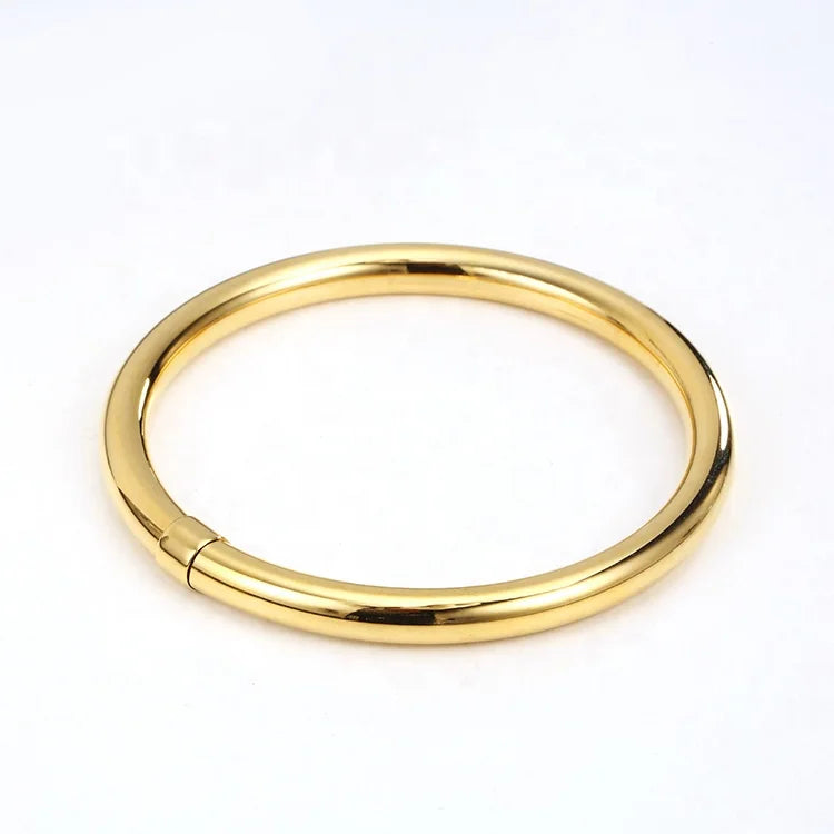 Fashion Stainless Steel Bangle Gold Plated Antique Classic Hollow Out Cuff Bangles Women MegaBDM