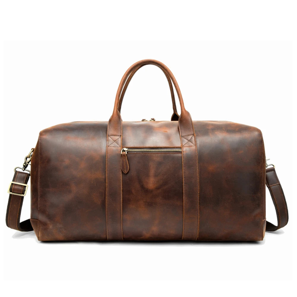 2023 RTS Luxury Large Capacity Vintage Crazy-horse Leather Weekender Travel Duffel Bag Strong Waterproof Durable Outdoor Gym MegaBDM