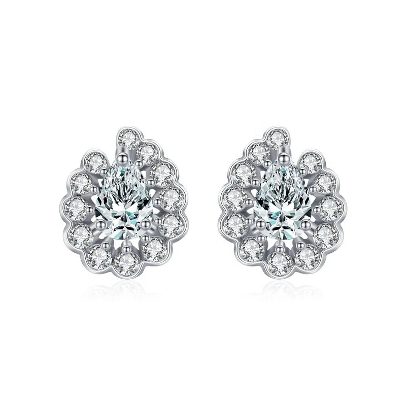 ED2153 Wholesale Luxury Bling Sparkling 5A CZ Stone 925 Sterling Silver Women Jewellery Bridal Wedding Stud Earrings