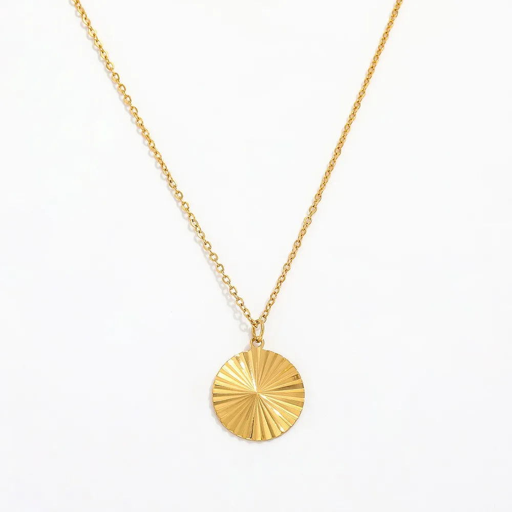Fenny 18K PVD Plated Hot Seller Classic Round Gear Pendant Necklace Statement Chain Stainless Steel Jewelry Wholesale MegaBDM