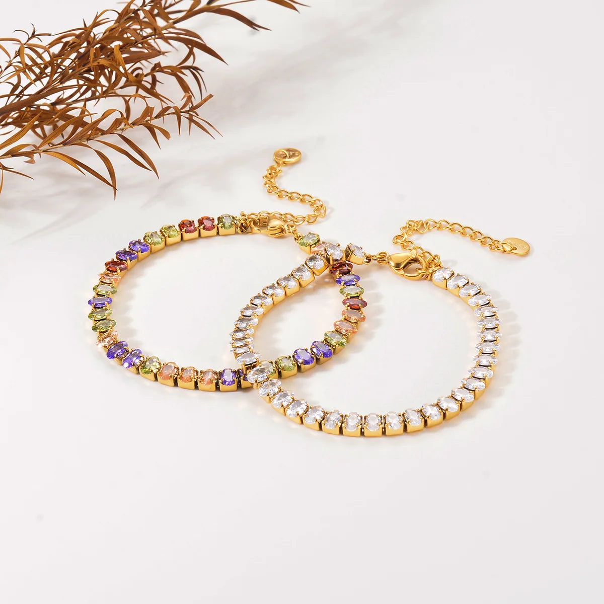 Hip Hop Oval Full Zircon Diamond Stainless Steel Bracelets Waterproof Women Gold Plated Cz Tennis Bracelets Accesorios Mujer