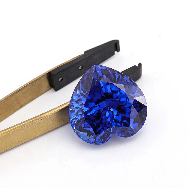 Heart Shaped Cobalt Tp Artificial Cultivation Colored Treasure Stone Inlaid Wth Colored Treasure