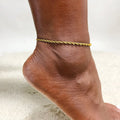 3-6mm Fashion Jewelry Anklets for Women Twisted Rope 18k Gold Plated Stainless Steel Cuban Link Anklets for Women