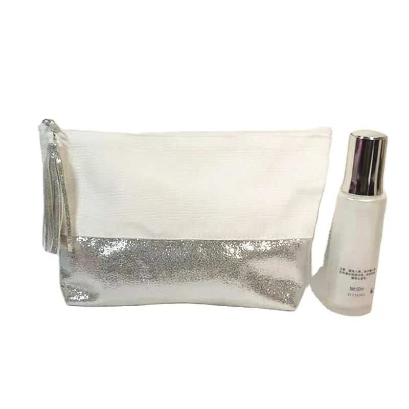 Heat Transfer Printing Professional Makeup Bag Small Cosmetic Bags Silver Makeup Bag with Custom logo