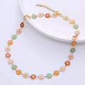 Stainless Steel Enamel Jewelry Bohemia Multicolored Hawaii Flower Charm Choker Necklace