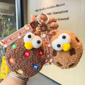 Cartoon Fur Ball Big Eye Biscuit Doll Pendant Cute Plush Cookies Car Bag Key Chain Small Gift Wholesale