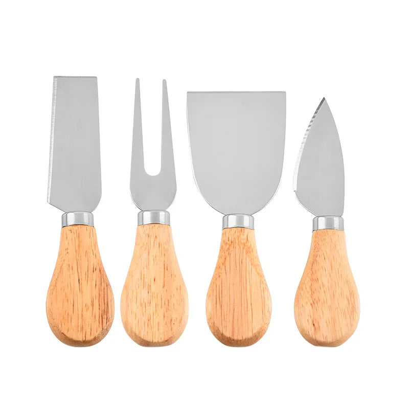 Wholesale Stainless Steel 4 Piece Cheese Knives Set Kitchen Utensil Butter Knife With Wood Handle