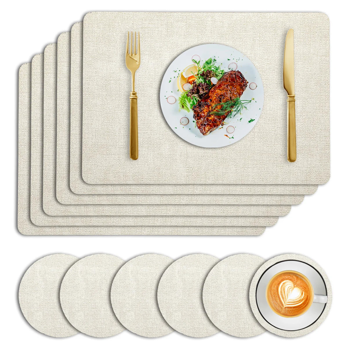 Leather Placemats for Home Use Waterproof Oil Proof and Heat-insulating. Double Sided PVC Western Style Placemats