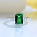 Fashion Finger Rings Retro Style 6*8mm Emerald  Non Fade Jewelry Women 925 Sterling Silver Engagement Rings