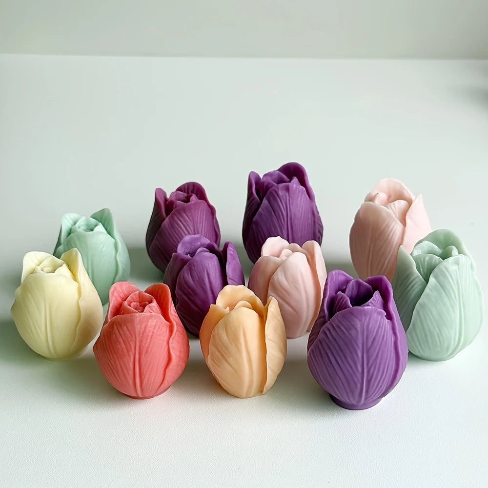3D Tulip Candle Silicone Mold Mold Casting Gypsum Cake Decoration Bouquet Valentine's Day GiftFlower Mold