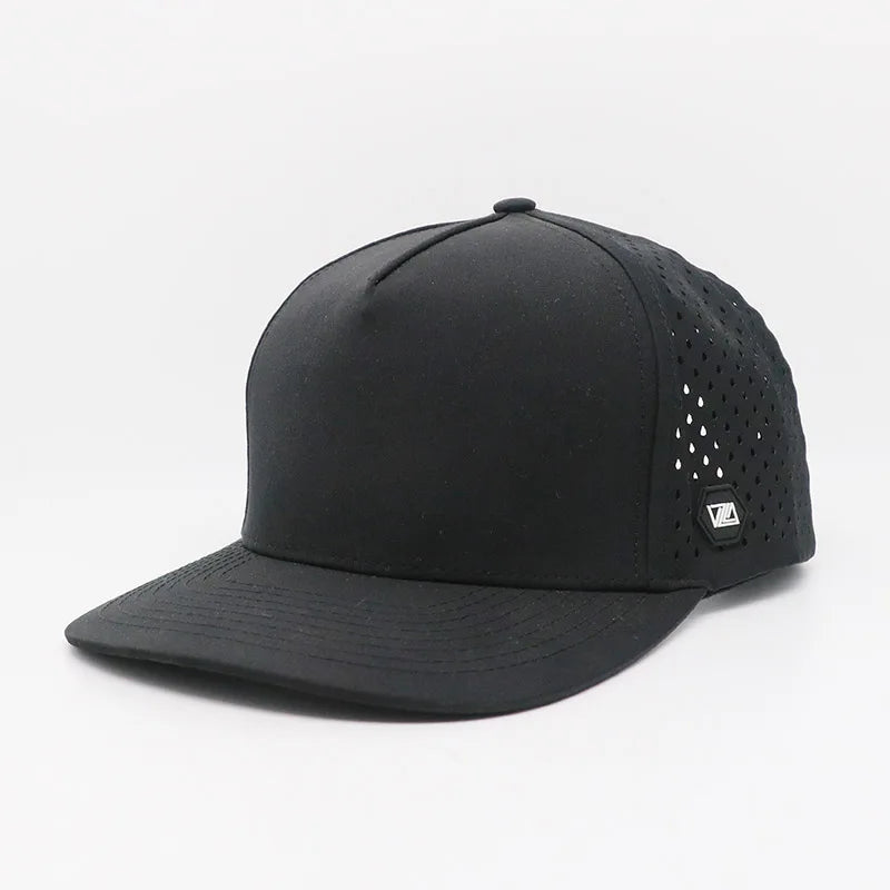 Adjustable 6-Panel Laser Cut Hole Baseball Cap Custom Waterproof Sports Hat for Kids Fabric Outdoor Sports Cap