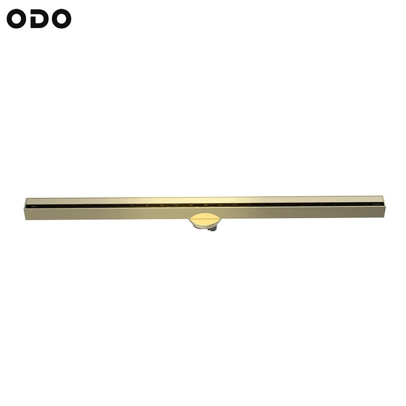 Ultra Narrow Linear Shower Drain Golden Plated Extra Slim Floor Drain 304 Stainless Steel Easy to Install & Clean for Bathrooms