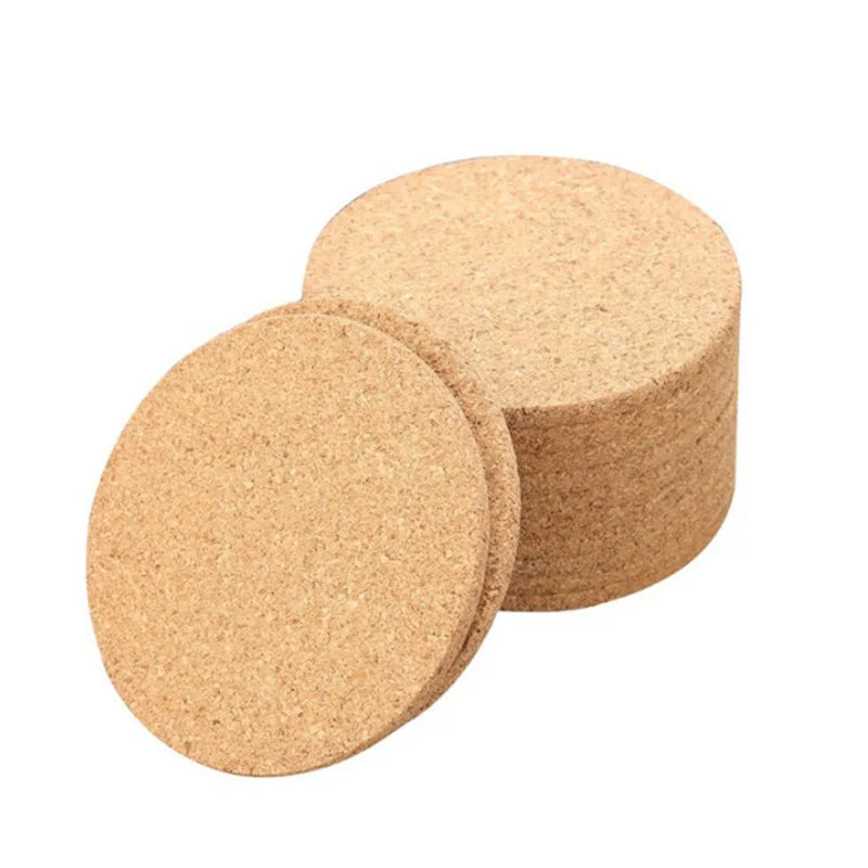 Custom 4 Inch Drink Glass Coffee Cups Mat Natural Blank Wood Coaster Round Cork Coasters for Home Kitchen