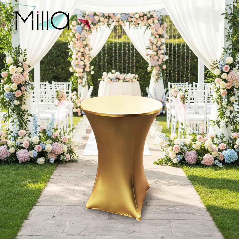 Gold Premium Metallic Spandex Highboy Cocktail Table Cover for Wedding Ceremonies Hotel Coffee Indoor Outdoor