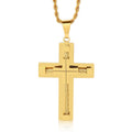 Kalen Stainless Steel Cross Jewelry Black Silver 18K Gold Vacuum Plated Paved Wire Cross Pendants Necklace for Men