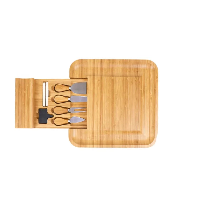 Custom Wedding Housewarming Charcuterie Platter Premiums Cutlery Knife Bamboo Cheese Cutting Board Set