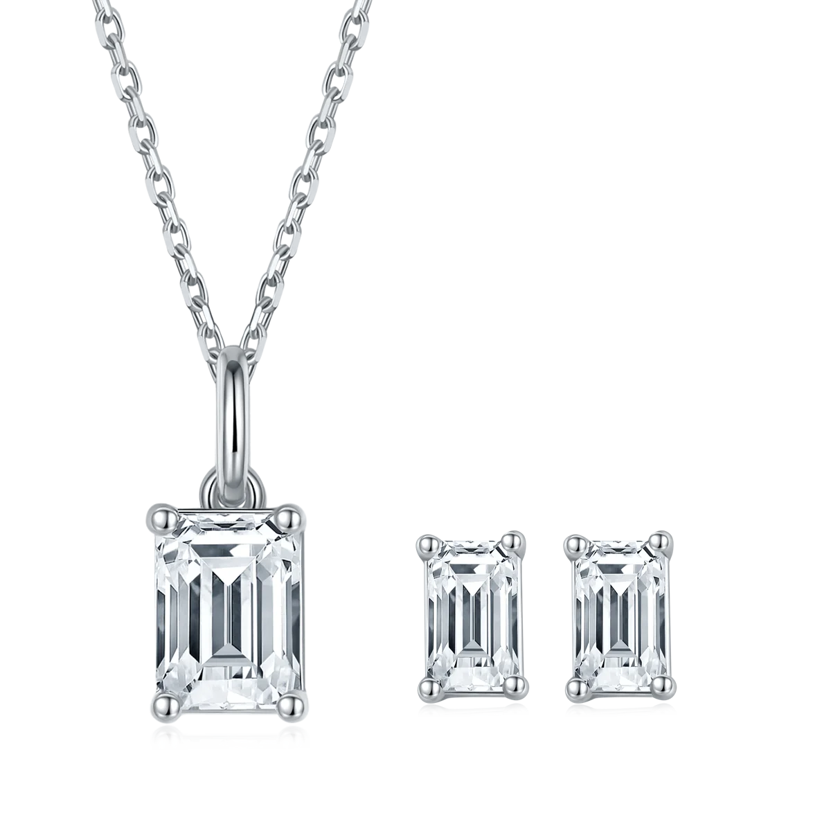 New & Original Attractive S925 Sterling Silver Solid Moissanite Necklace Earring Stud for Women Girl Accessories Jewelry