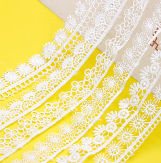Pure White Trimmings Milk Silk Flower Lace Trims Sewing Costume French Lace Trimming