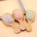 Natural Bristle Hair Scalp Massager Brush Natural Bamboo Massage Comb Wood Hair Brush