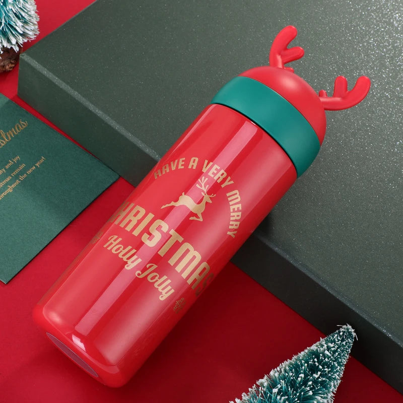 2025 Christmas Water Bottle for KidsCute Double Wall Insulated Stainless Steel Children Kids Thermos for Christmas Gift