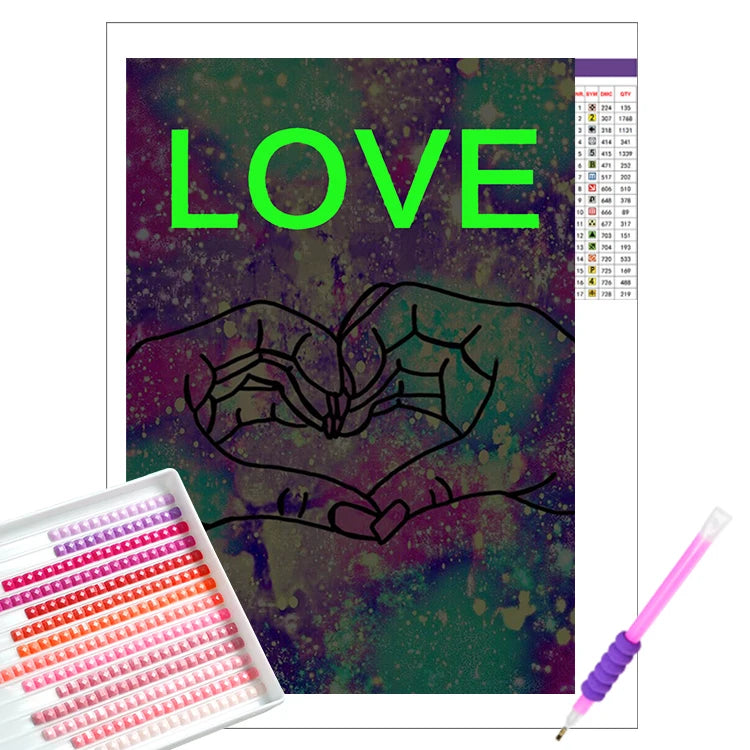 Ever Moment Luminous Diamond Painting Square Resin Drill  Colorful Picture Love Artwork N008