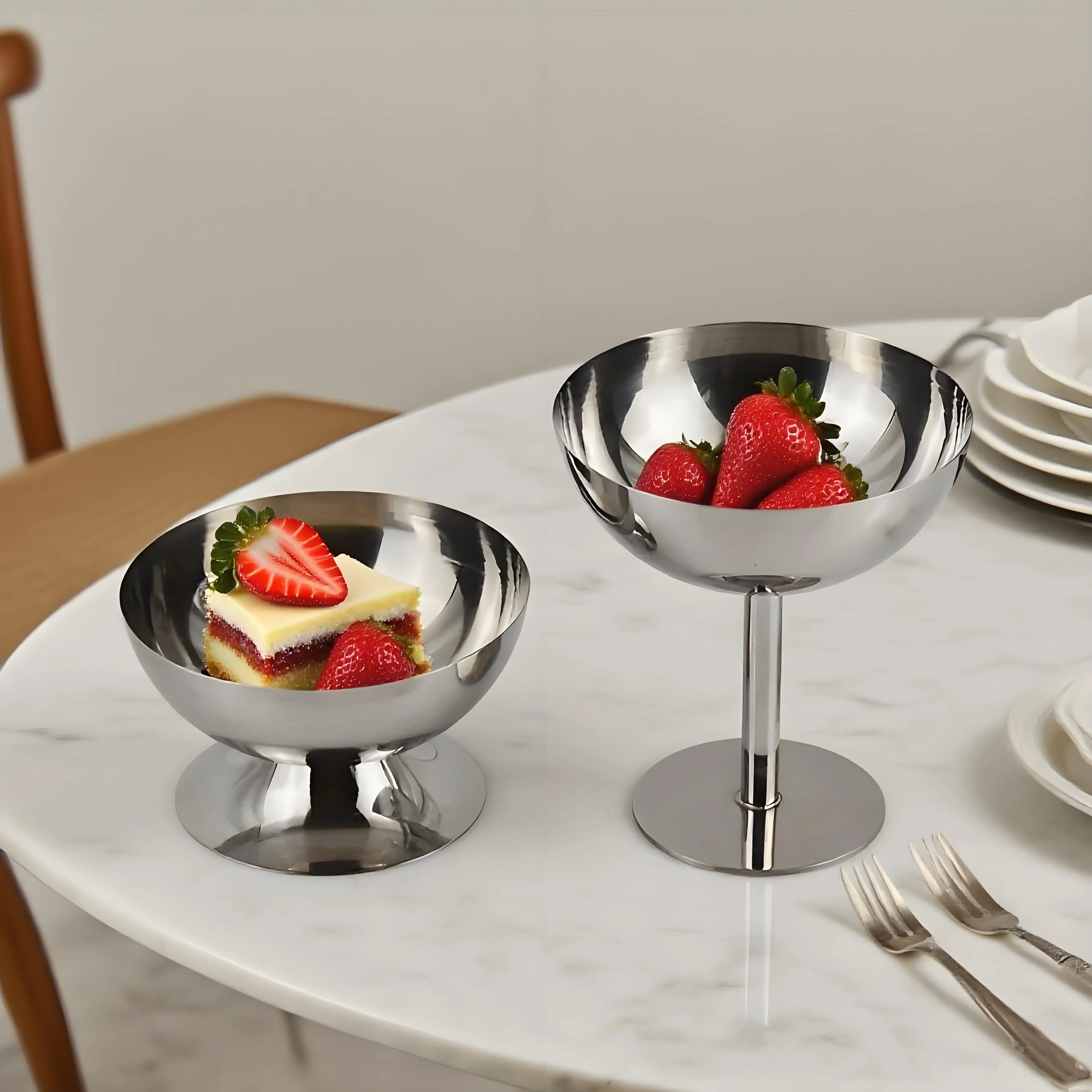Stainless Steel Ice Cream Bowl Reusable Salad Cup Dessert Bowl Metal Pudding Cup Snack Fruit Candy Container Suitable for DIY