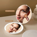 Zonyin LED Travel Cosmetic Mirror 5X Magnification Round Foldable Double-Sided Mini Makeup Compact Pocket Mirror With Lighted