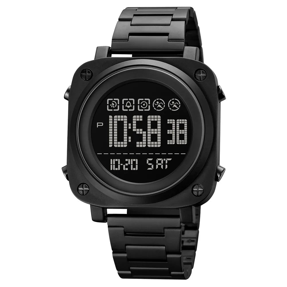 Top Brand Luxury Skmei 1726 Men Watches Gold Stainless Steel Square Big Dial Digital Watch for Men