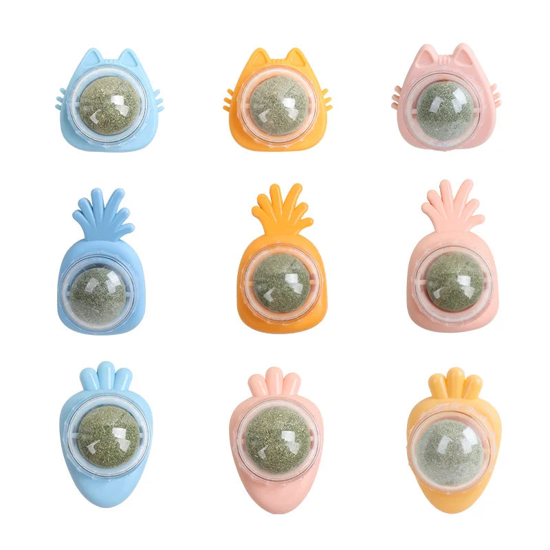 Cat Chewing Treat Ball Catnip Licking Toy Cute Cat Teething Refresh Mouth Breath Toy