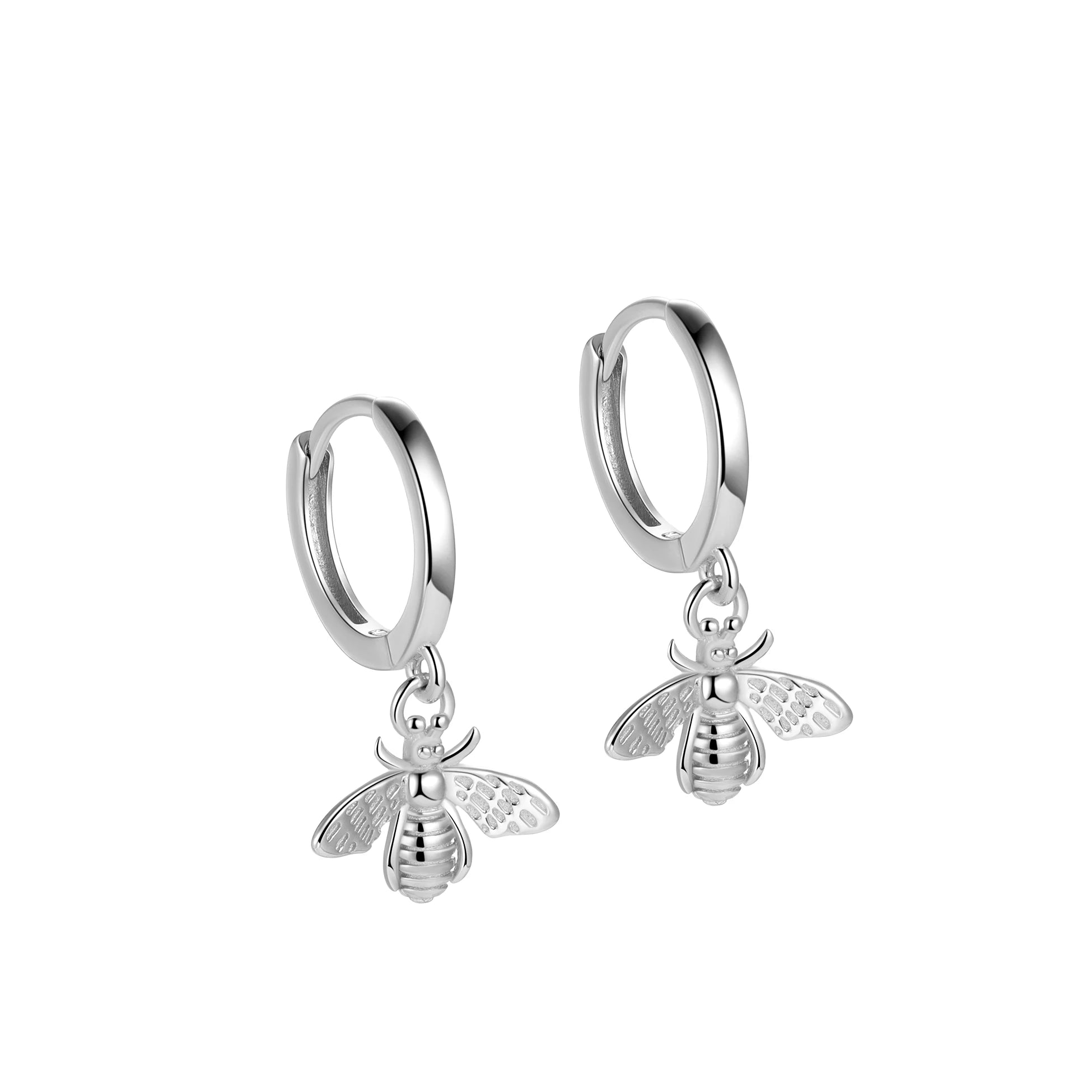 Animal Earrings Sterling Silver 925 Bee Dangle Drop Hoops Simple Huggies for Women Girls Fine Jewelry Wholesale