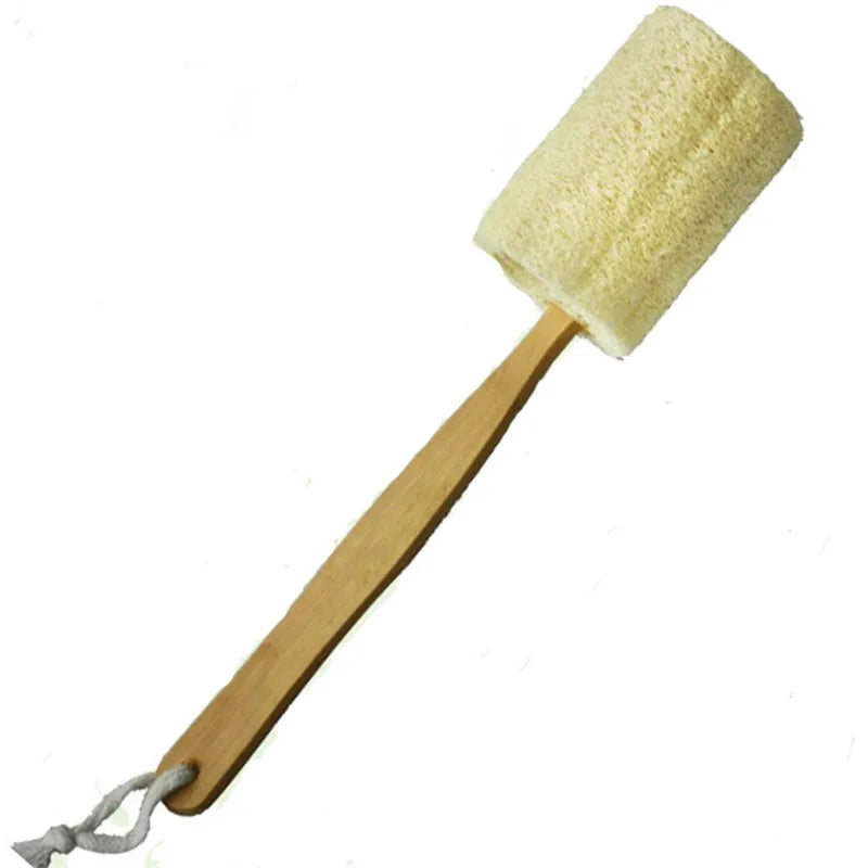 Natural Exfoliating Loofah Sponge Scrubber with Long Wooden Handle Body Shower Bath Spa Brush