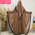 6763# Lightweight Chiffon Adjustable Waist Abaya Ramadan Eid Mubarak Dubai Kaftan Abayas With White Pearls 5 Colors