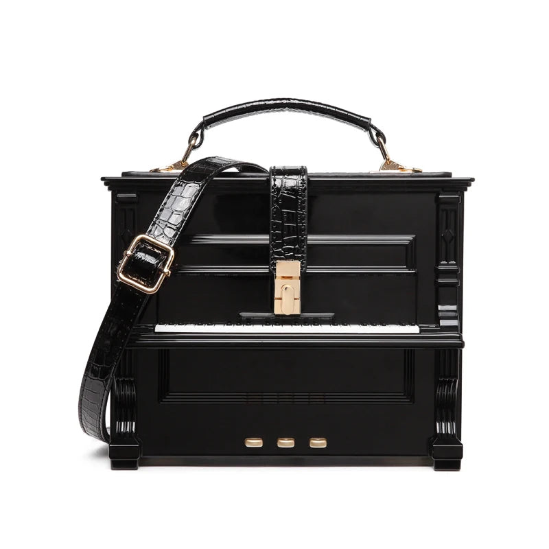 Women Unique Luxury Designer Crossbody Shoulder Bag Top Handle Bags Purse Acrylic Box Bag Piano Shaped Handbags