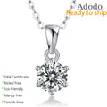 Custom Fine Jewelry Classic 1CT Round Cut VVS D Moissanite Pendant 925 Sterling Silver Engagement Statement Necklace for Women