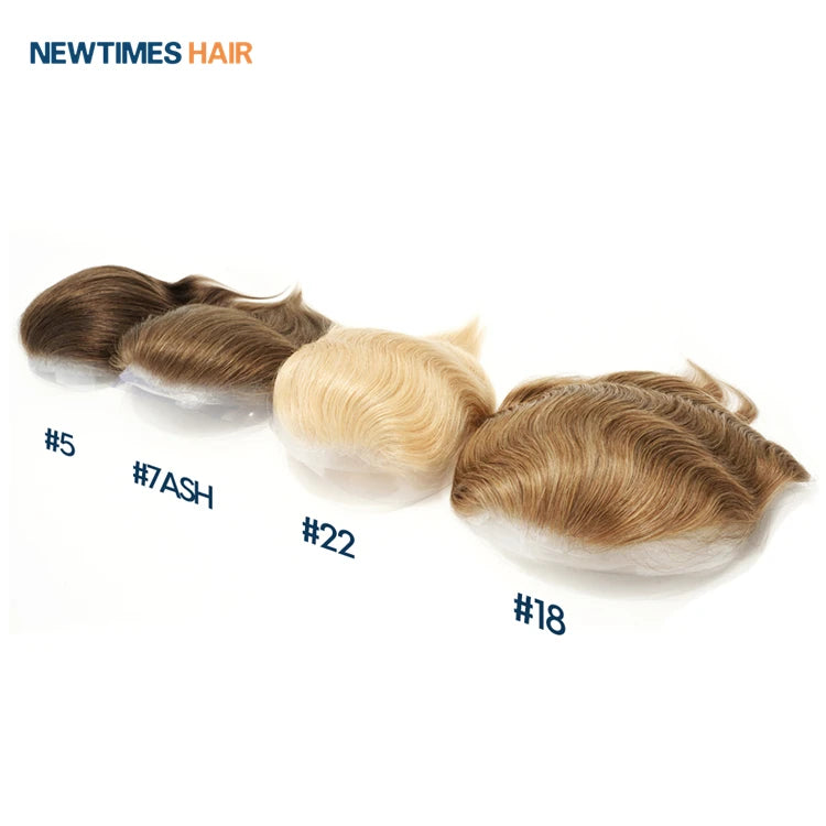 Nature Skin 7*4 Inches Hairline Replacement Toupee for Men V Looped Wholesale Virgin Human Hair Indian Wave Style Medium Density