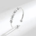 S925 Anti Anxiety Sterling Silver Adjust Spinner Ring With Bead Spinner Fidget Rings for Anxiety Relief Jewelry for Women Men