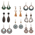 8 Pairs of Vintage Jewelry Drop Dangle Feather Earrings Set Hollow Earrings for Women