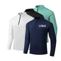 Mens New Arrival Fitness Long Sleeve High Neck Breathable T-shirt Top 1/4 Zipper Fitness Long Sleeve for Workout