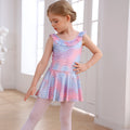 B105 New Arriving Colorful Fish Scale Golden Patterns Neck Lace Dress Ballet Leotard Kids Gymnastics Leotards for Girls