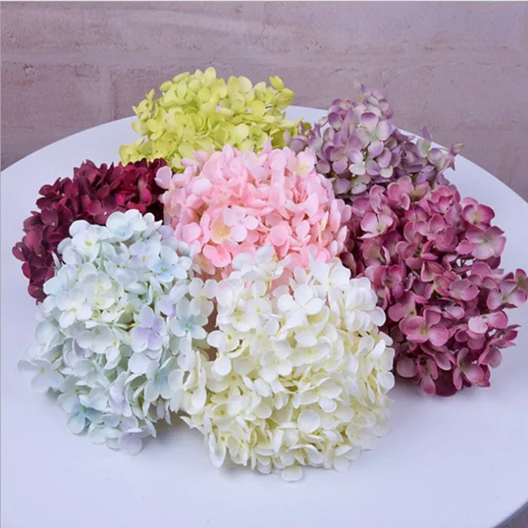 E-L113 Silk Hydrangea Heads Artificial Flowers Heads for Home Wedding Decor