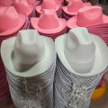 New Crown Diamond Tassels Design Western Pink Cowgirl Hats Bandanas Glasses Pink Cowboy Hat for Party Wedding