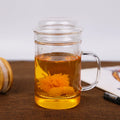 Hand Made Mouth Blown Heat Resistant Borosilicate Strainer Glass Tea Cups With Handle Tea Mug With Filter Clear Glass Tea Cups
